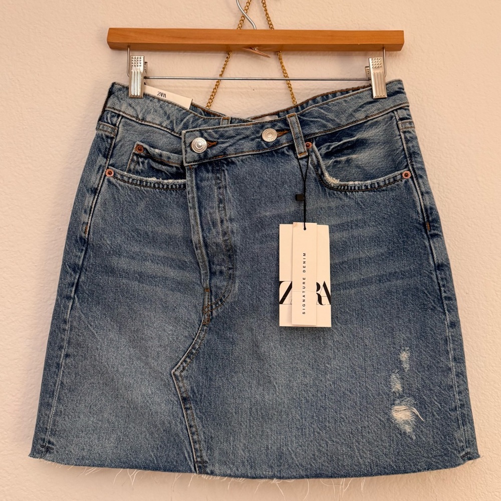 Zara Denim Asymmetrical  Skirt